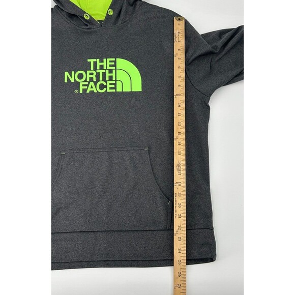 THE NORTH FACE Half Dome Logo Pullover Hoodie Sweatshirt~Gray+Neon Green~Mens L - Picture 10 of 10
